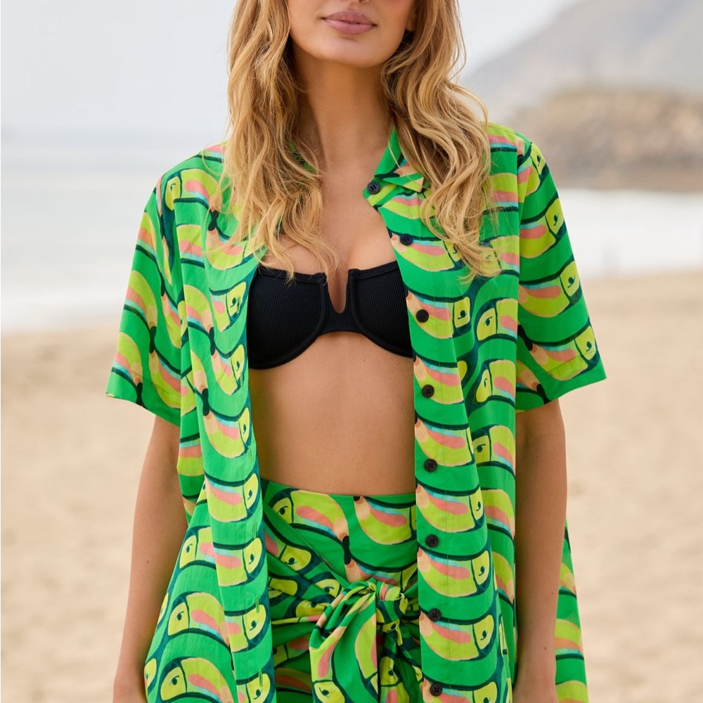 farm rio x anthropologie tucabacana oversized buttondown shirt